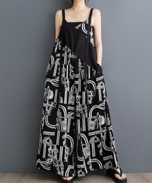 FAVORITO（ファヴォリート）の「袖なしポケット付きリボン付きキャミワンピース（つなぎ/オールインワン）」