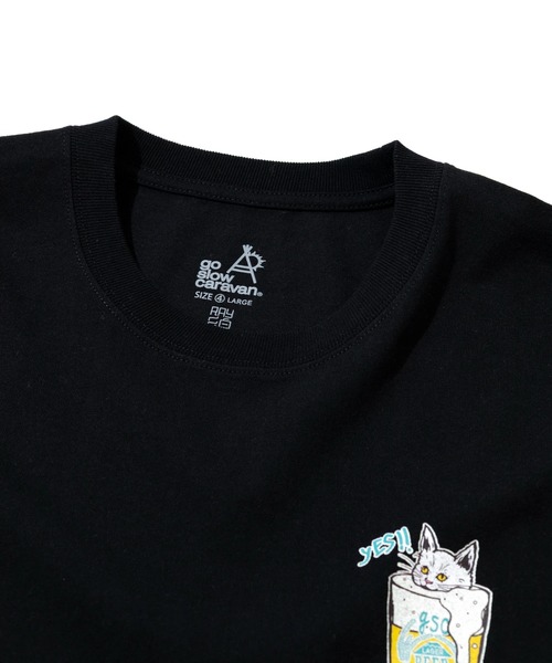 go slow caravan(ゴースローキャラバン)の「RAY綿 猫と麦酒TEE~無限麦酒2~(Tシャツ/カットソー・メンズ・ホワイト/ブラック・X-LARGE/LARGE/MEDIUM/SMALL)」の10枚目の写真