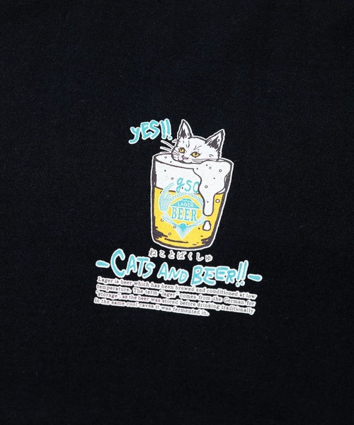 go slow caravan(ゴースローキャラバン)の「RAY綿 猫と麦酒TEE~無限麦酒2~(Tシャツ/カットソー・メンズ・ホワイト/ブラック・X-LARGE/LARGE/MEDIUM/SMALL)」の11枚目の写真