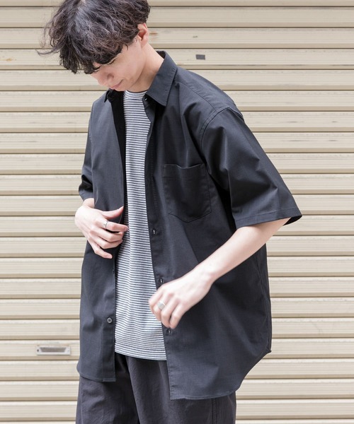 FORK&SPOON(フォークアンドスプーン)の「FORK&SPOON TEC LINENシャツ(シャツ/ブラウス・メンズ・ブルー系その他/ライトグレー/ブラック・4/5)」の1枚目の写真