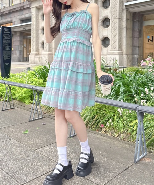 Mejoul(メジュール)の「チェックフリルキャミワンピース(ワンピース・レディース・ブルー/ブラック・M/S)」の19枚目の写真