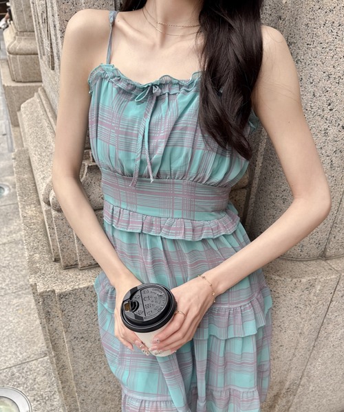 Mejoul(メジュール)の「チェックフリルキャミワンピース(ワンピース・レディース・ブルー/ブラック・M/S)」の20枚目の写真