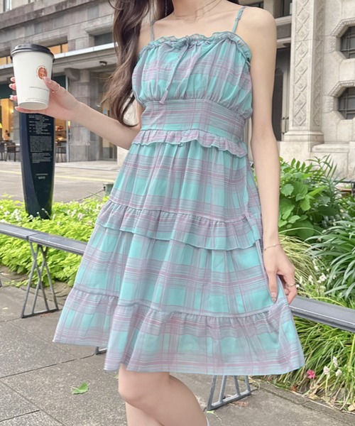 Mejoul(メジュール)の「チェックフリルキャミワンピース(ワンピース・レディース・ブルー/ブラック・M/S)」の21枚目の写真