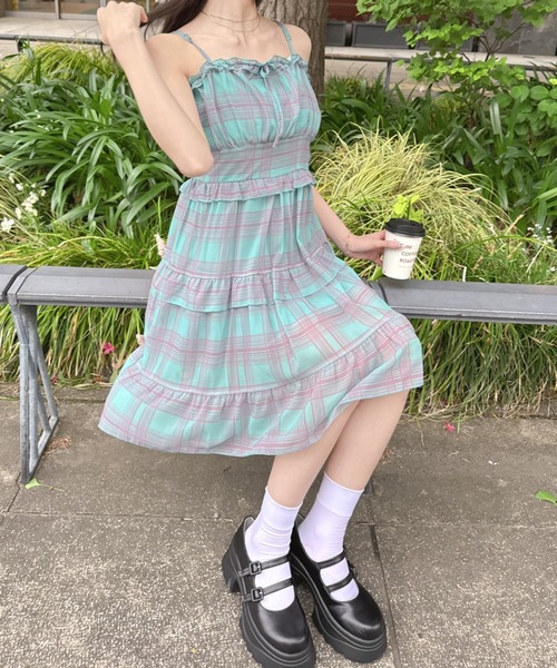 Mejoul(メジュール)の「チェックフリルキャミワンピース(ワンピース・レディース・ブルー/ブラック・M/S)」の22枚目の写真