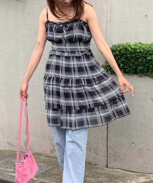 Mejoul(メジュール)の「チェックフリルキャミワンピース(ワンピース・レディース・ブルー/ブラック・M/S)」の15枚目の写真