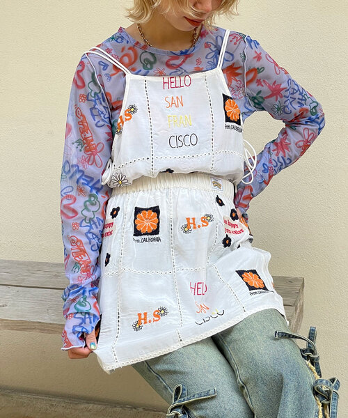 HELLO.SANFRANCISCO(ハローサンフランシスコ)の「【HELLO.SANFRANCISCO/ハローサンフランシスコ】indiaオリジナル刺繡巻きスカート(スカート・レディース・サックスブルー/ホワイト・ONE SIZE)」の5枚目の写真