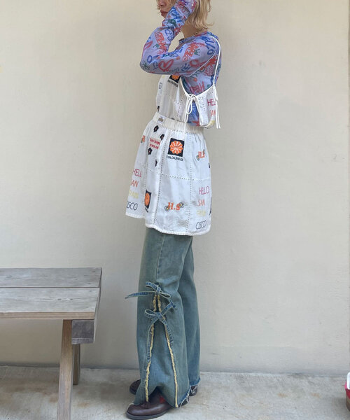 HELLO.SANFRANCISCO(ハローサンフランシスコ)の「【HELLO.SANFRANCISCO/ハローサンフランシスコ】indiaオリジナル刺繡巻きスカート(スカート・レディース・サックスブルー/ホワイト・ONE SIZE)」の7枚目の写真