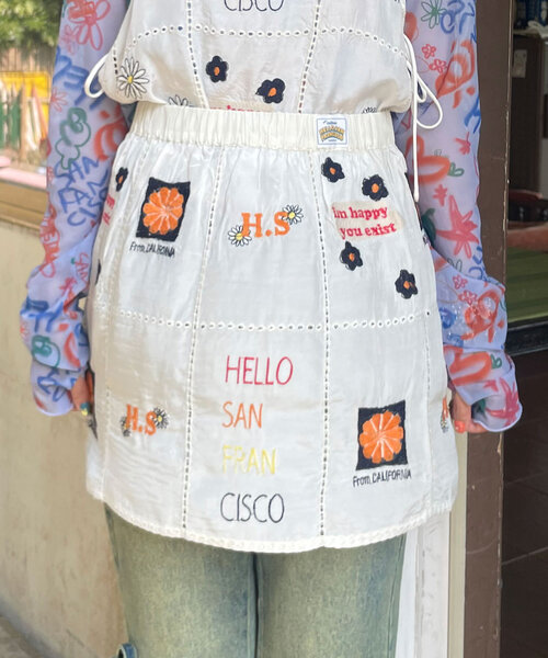HELLO.SANFRANCISCO(ハローサンフランシスコ)の「【HELLO.SANFRANCISCO/ハローサンフランシスコ】indiaオリジナル刺繡巻きスカート(スカート・レディース・サックスブルー/ホワイト・ONE SIZE)」の9枚目の写真