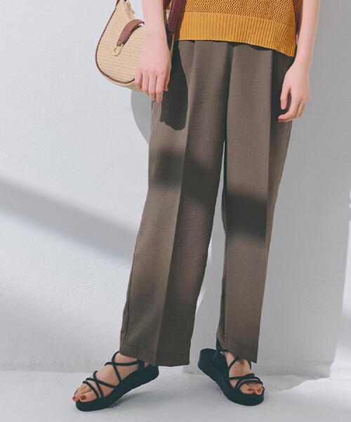 grove（グローブ）の「◆【洗える・シワになりにくい】麻調センタープレスワイドパンツ（その他パンツ・レディース・ライトグレー/スモーキーグリーン系/ブラウン系/ブラック・03/02/01/04/05）」の4枚目の写真