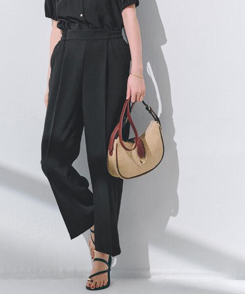 grove（グローブ）の「◆【洗える・シワになりにくい】麻調センタープレスワイドパンツ（その他パンツ・レディース・ライトグレー/スモーキーグリーン系/ブラウン系/ブラック・03/02/01/04/05）」の2枚目の写真