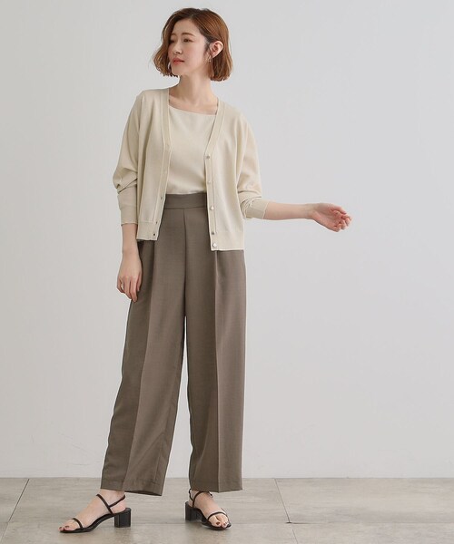 grove（グローブ）の「◆【洗える・シワになりにくい】麻調センタープレスワイドパンツ（その他パンツ・レディース・ライトグレー/スモーキーグリーン系/ブラウン系/ブラック・03/02/01/04/05）」の14枚目の写真