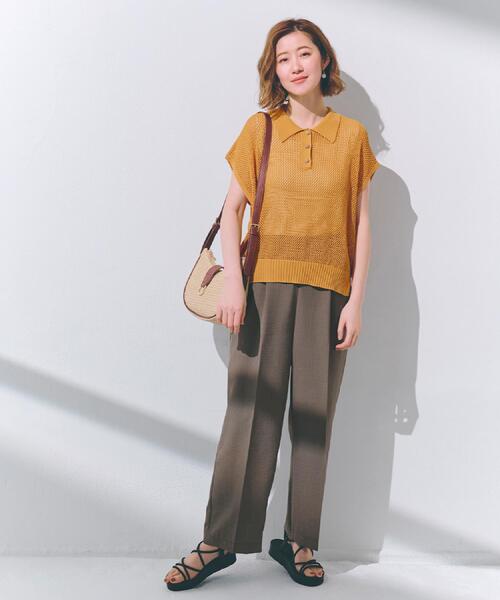 grove（グローブ）の「◆【洗える・シワになりにくい】麻調センタープレスワイドパンツ（その他パンツ・レディース・ライトグレー/スモーキーグリーン系/ブラウン系/ブラック・03/02/01/04/05）」の13枚目の写真