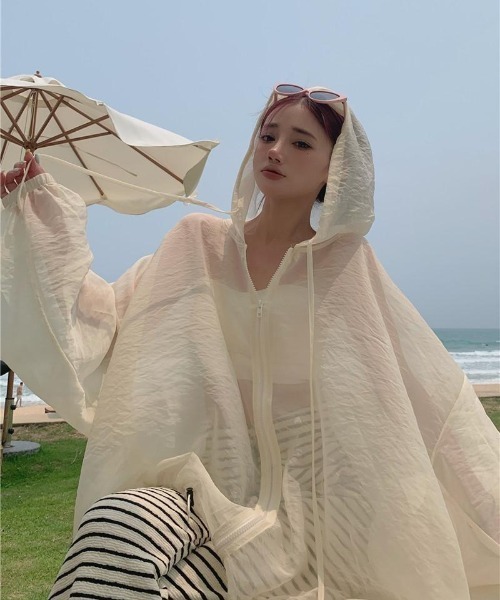 フード付きパーカー♡シアーパーカー♡レディース ゆったり 体型カバー 日焼け対策 フード付きパーカー♡シアーパーカー♡レディース ゆったり 体型カバー