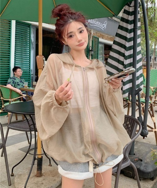 フード付きパーカー♡シアーパーカー♡レディース ゆったり 体型カバー 日焼け対策 Amazon.co.jp: シアーパーカー シアー 長袖 トップス フード付き