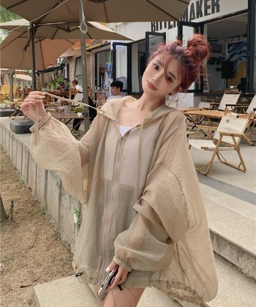 フード付きパーカー♡シアーパーカー♡レディース ゆったり 体型カバー 日焼け対策 フード付きパーカー♡シアーパーカー♡レディース ゆったり 体型