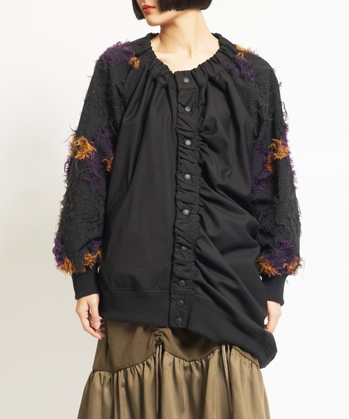 gomme（ゴム）の「ダマスクJQ　ギャザーブルゾン（ブルゾン・レディース・ブラック/グレー・MEDIUM）」の2枚目の写真