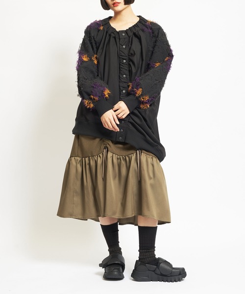 gomme（ゴム）の「ダマスクJQ　ギャザーブルゾン（ブルゾン・レディース・ブラック/グレー・MEDIUM）」の3枚目の写真