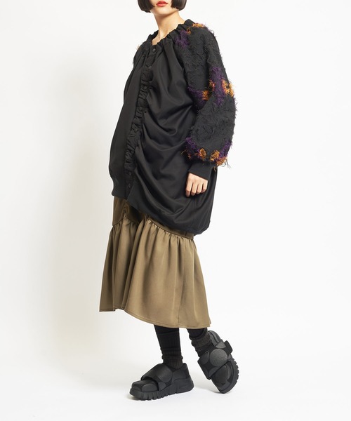 gomme（ゴム）の「ダマスクJQ　ギャザーブルゾン（ブルゾン・レディース・ブラック/グレー・MEDIUM）」の6枚目の写真