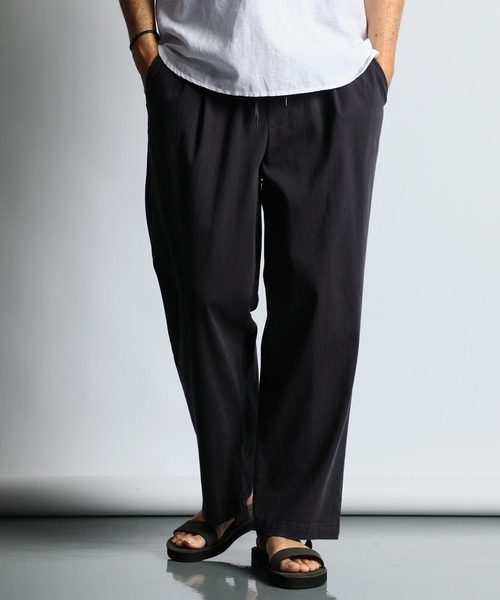 The DUFFER of ST.GEORGE(ザダファーオブセントジョージ)の「「GUM STRETCH LINEN」EASY BAGGY PANTS:超伸縮 麻混「ガムストレッチ」製品染め イージーバギーパンツ(その他パンツ・メンズ・グレイッシュベージュ/キナリ/スミクロ・SMALL/MEDIUM/LARGE/X-LARGE)」の6枚目の写真