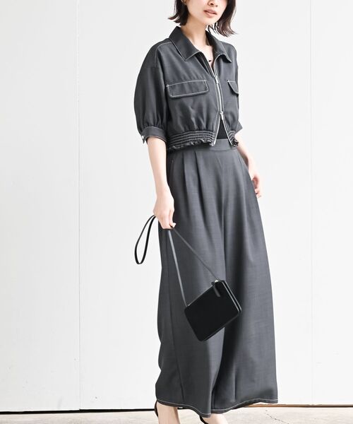 リエス　オシャレセットアップ♪ セットアップ 春 夏 (M〜L)スムースクリスタル プリーツ 前