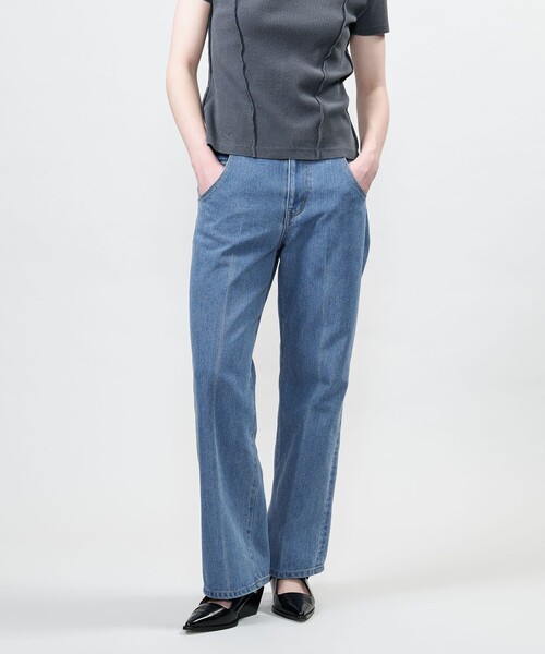ASTRAET(アストラット)の「<ASTRAET>クリース デニムパンツ UNISEX(デニムパンツ・レディース・ライトブルー・0/1/00)」の5枚目の写真