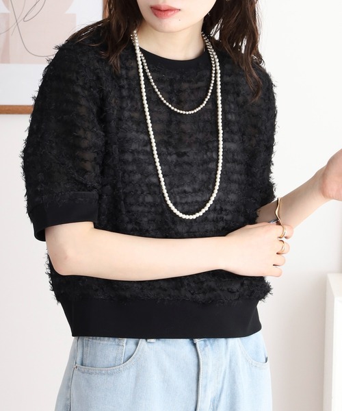 A.N.L(エーエヌエル レーベル)の「A.N.L シアーフリンジ半袖プルオーバー(Tシャツ/カットソー・レディース・ブラウン/オフホワイト/ブラック・38)」の19枚目の写真