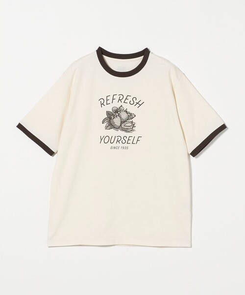 tシャツ 「OSORA CAFE」リンガー Tシャツ レディース メンズ OSORA CAFE＞リンガー Tシャツ（Tシャツ/カットソー）｜green