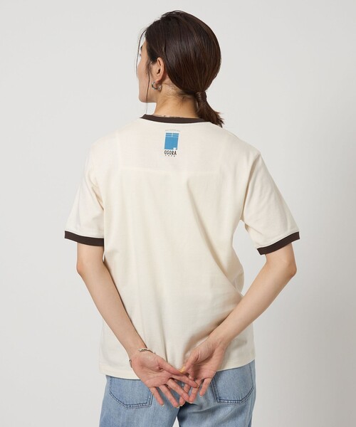 tシャツ 「OSORA CAFE」リンガー Tシャツ レディース メンズ OSORA CAFE＞リンガー Tシャツ（Tシャツ/カットソー）｜green