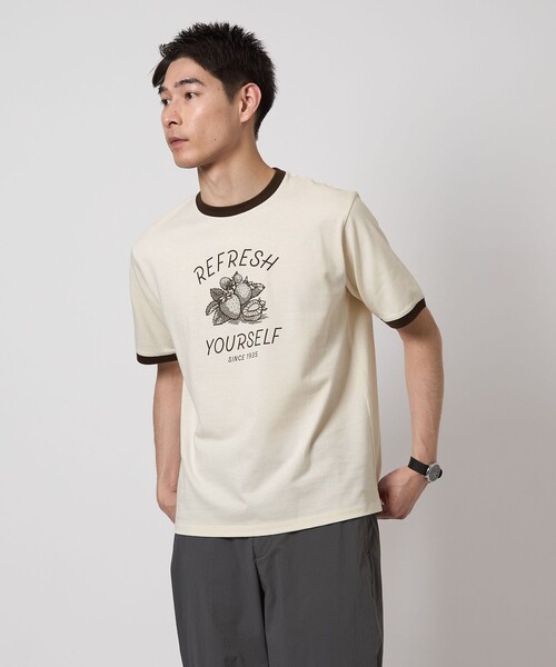 OSORA CAFE＞リンガー Tシャツ（Tシャツ/カットソー）｜green