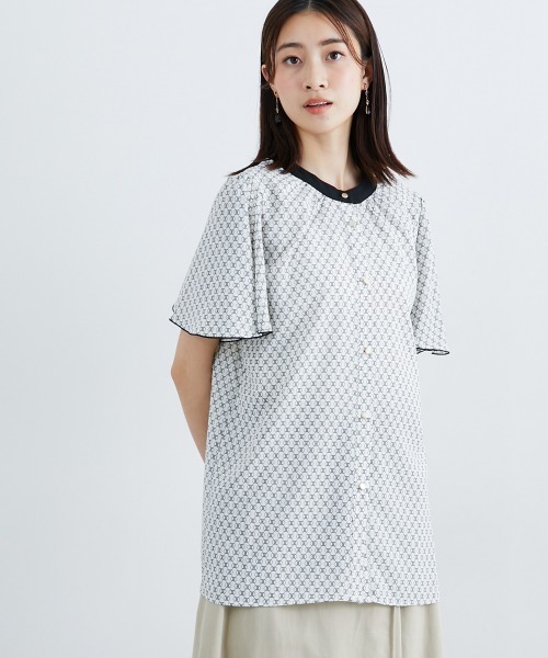 slattgir（スラットジール）の「高身長　幾何柄ブラウス（トールサイズ）（シャツ/ブラウス・レディース・ホワイト/ブラック・TM/TL/TLL/T3L/T4L/T5L）」の7枚目の写真