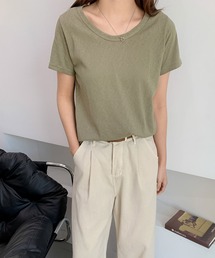 綿混シンプル無地Tシャツ カットソー