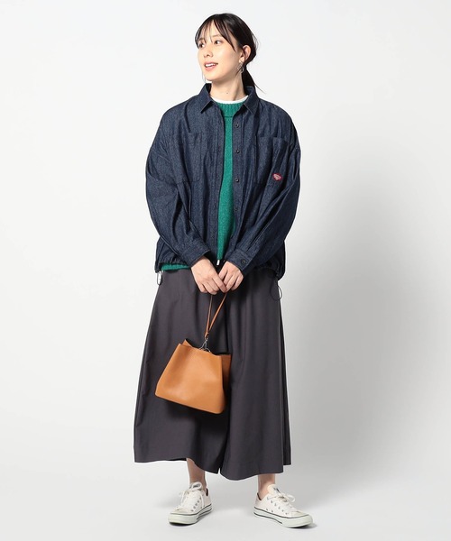 BROOKLYN OVERALL(ブルックリンオーバーオール)の「【BROOKLYN OVERALL 】ドロスト仕様 ブルゾンライクシャツ(シャツ/ブラウス・レディース・インディゴブルー/ワンウォッシュ/カーキ・FREE)」の6枚目の写真