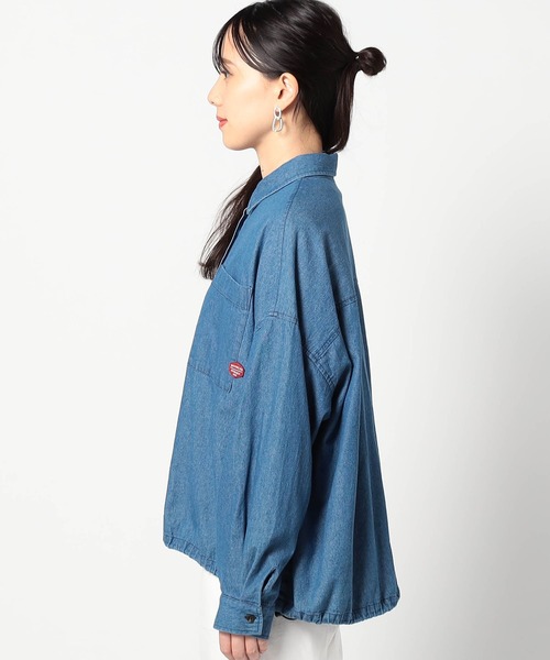 BROOKLYN OVERALL(ブルックリンオーバーオール)の「【BROOKLYN OVERALL 】ドロスト仕様 ブルゾンライクシャツ(シャツ/ブラウス・レディース・インディゴブルー/ワンウォッシュ/カーキ・FREE)」の7枚目の写真