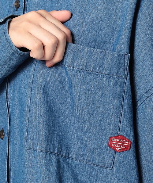 BROOKLYN OVERALL(ブルックリンオーバーオール)の「【BROOKLYN OVERALL 】ドロスト仕様 ブルゾンライクシャツ(シャツ/ブラウス・レディース・インディゴブルー/ワンウォッシュ/カーキ・FREE)」の10枚目の写真