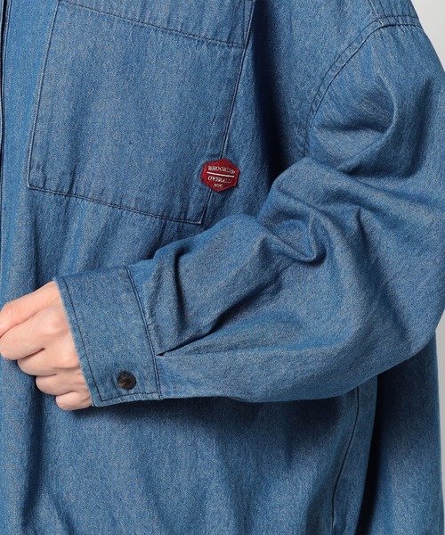 BROOKLYN OVERALL(ブルックリンオーバーオール)の「【BROOKLYN OVERALL 】ドロスト仕様 ブルゾンライクシャツ(シャツ/ブラウス・レディース・インディゴブルー/ワンウォッシュ/カーキ・FREE)」の11枚目の写真