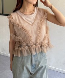 Thevon | チュールフリルベスト×ノースリセットプルオーバー(Tシャツ/カットソー)