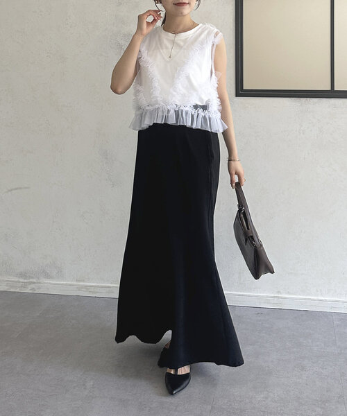 tシャツ チュールフリルベスト×ノースリセットプルオーバー レディース Thevon tシャツ チュールフリルベスト×ノースリセットプル