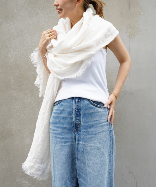 アソースメレ ASAUCE MÊLER asauce meler ストール ASAUCE MELER/アソースメレ】LINEN STOLE（ストール/ショール