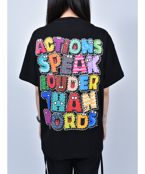 Import & Select(インポートアンドセレクト)の「【Nevernotworking】モンスターアルファベットバックプリントBIGTEE ビッグシルエットショートスリーブT 半袖Tシャツ(Tシャツ/カットソー・メンズ・ホワイト/ブラック・3/2)」の2枚目の写真