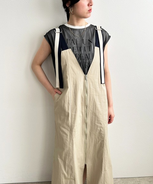 LHELBIE(レルビエ)の「ジップアップジャンスカ(ジャンパースカート・レディース・ベージュ/ブラック/ブルー・M)」の17枚目の写真