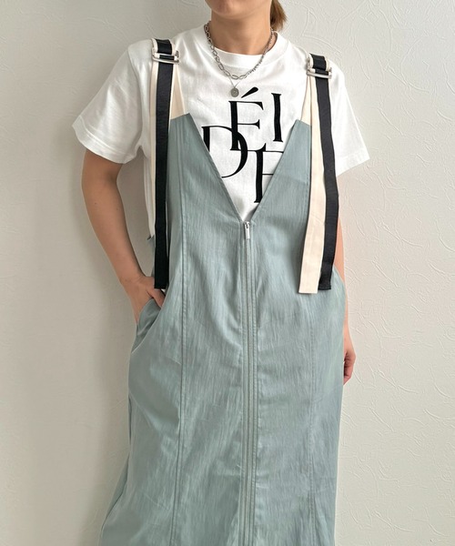 LHELBIE(レルビエ)の「ジップアップジャンスカ(ジャンパースカート・レディース・ベージュ/ブラック/ブルー・M)」の7枚目の写真