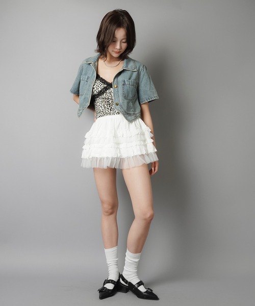 SPINNS(スピンズ)の「カップ付きキャミソール/ヒョウ柄レース/レオパード(キャミソール・レディース・オフホワイト/ベージュ/チャコール・ONESIZE)」の16枚目の写真