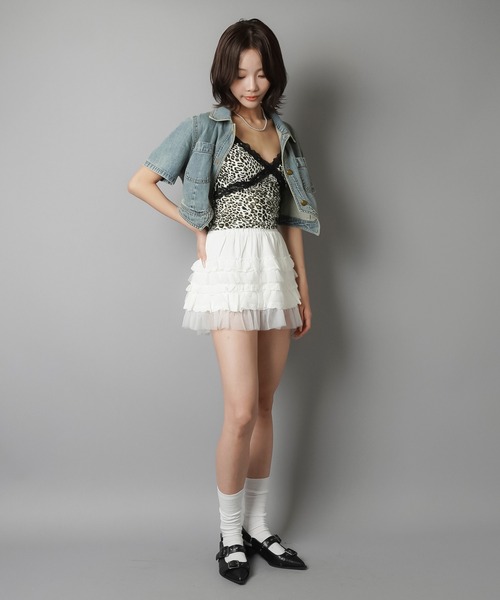 SPINNS(スピンズ)の「カップ付きキャミソール/ヒョウ柄レース/レオパード(キャミソール・レディース・オフホワイト/ベージュ/チャコール・ONESIZE)」の18枚目の写真