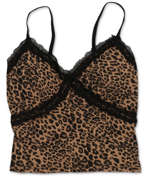 カップ付きキャミソール/ヒョウ柄レース/レオパード