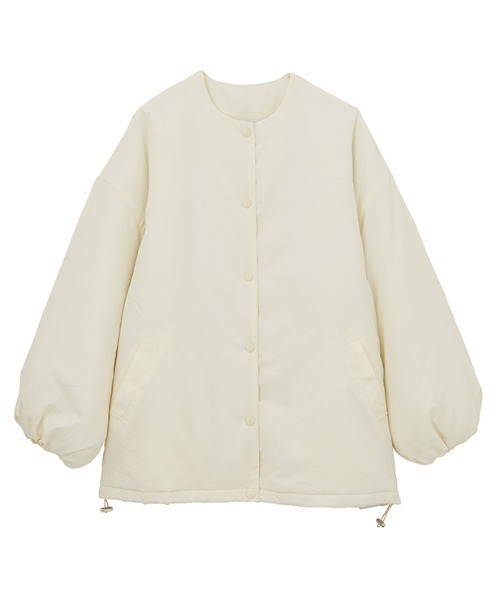 RANAN(ラナン)の「ノーカラーオーバーサイズ中綿ブルゾン(ダウンジャケット/コート・レディース・ブラック/ベージュ/アイボリー・LL/L/M)」の9枚目の写真