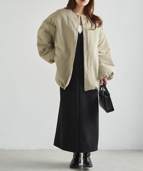 RANAN(ラナン)の「ノーカラーオーバーサイズ中綿ブルゾン(ダウンジャケット/コート・レディース・ブラック/ベージュ/アイボリー・LL/L/M)」の8枚目の写真