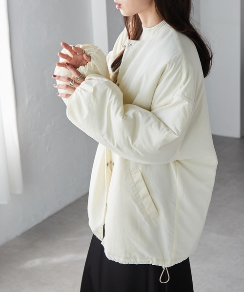 RANAN(ラナン)の「ノーカラーオーバーサイズ中綿ブルゾン(ダウンジャケット/コート・レディース・ブラック/ベージュ/アイボリー・LL/L/M)」の17枚目の写真