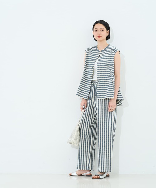 collex（コレックス）の「ボーダーノースリーブブラウス（シャツ/ブラウス・レディース・ブラック/ネイビー・フリー）」の9枚目の写真