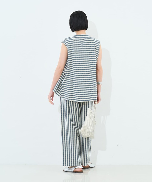 collex（コレックス）の「ボーダーノースリーブブラウス（シャツ/ブラウス・レディース・ブラック/ネイビー・フリー）」の4枚目の写真