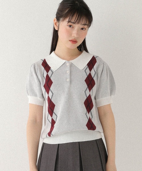 Burberry アーガイル柄 半袖セーター M アーガイル柄 オーバーサイズ ニットベスト MONO-MART LADY'S